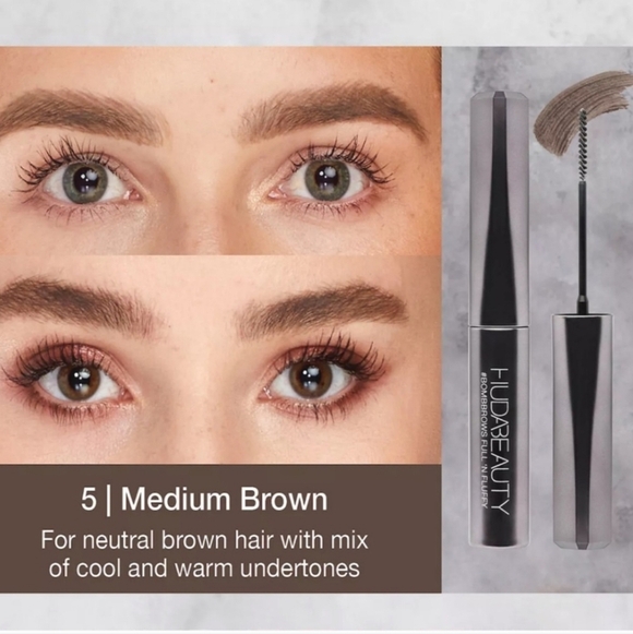 Huda Beauty Bomb Brows Full 'N Fluffy Fiber Gel: Medium Brown, 4.5ml, NIB - Picture 8 of 9